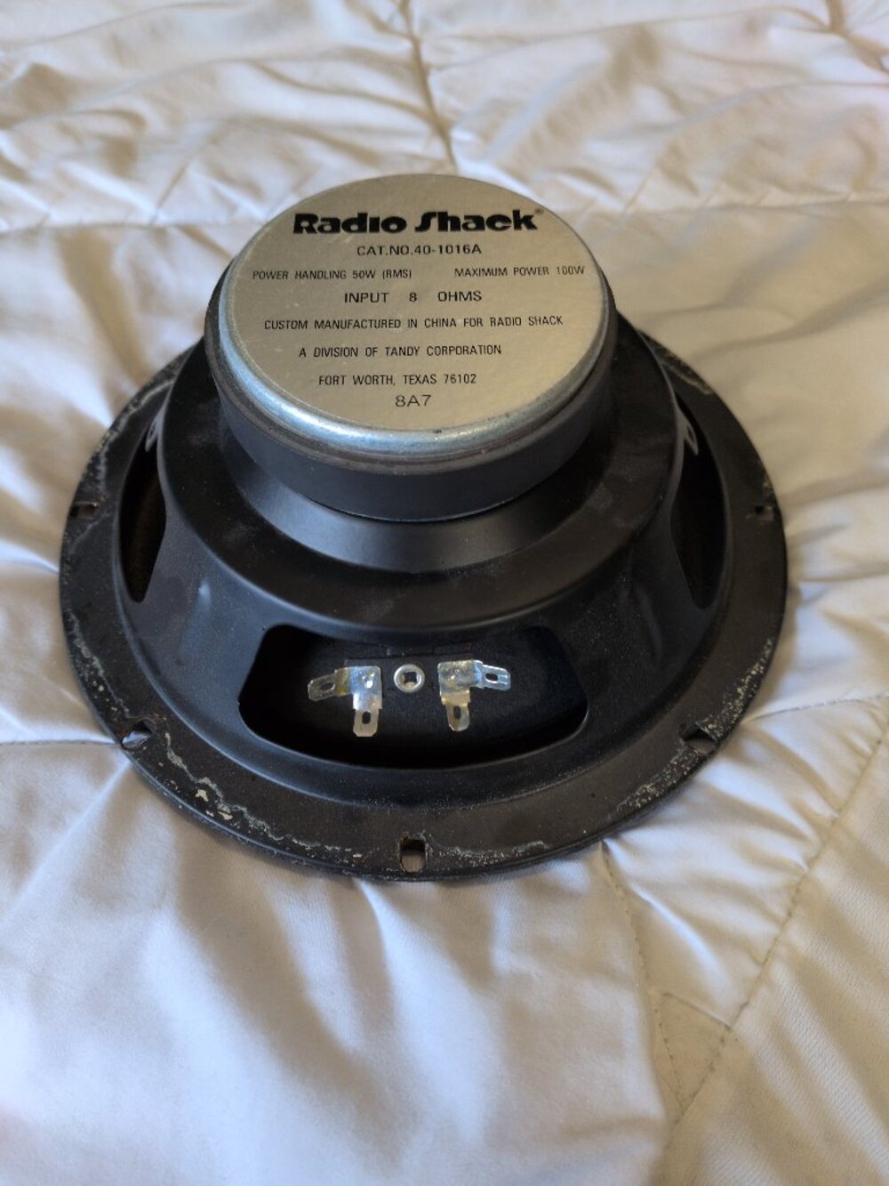 Vintage Radio Shack 8" Subwoofer 40-1016A, 100W, 8 OHMS, 50W RMS